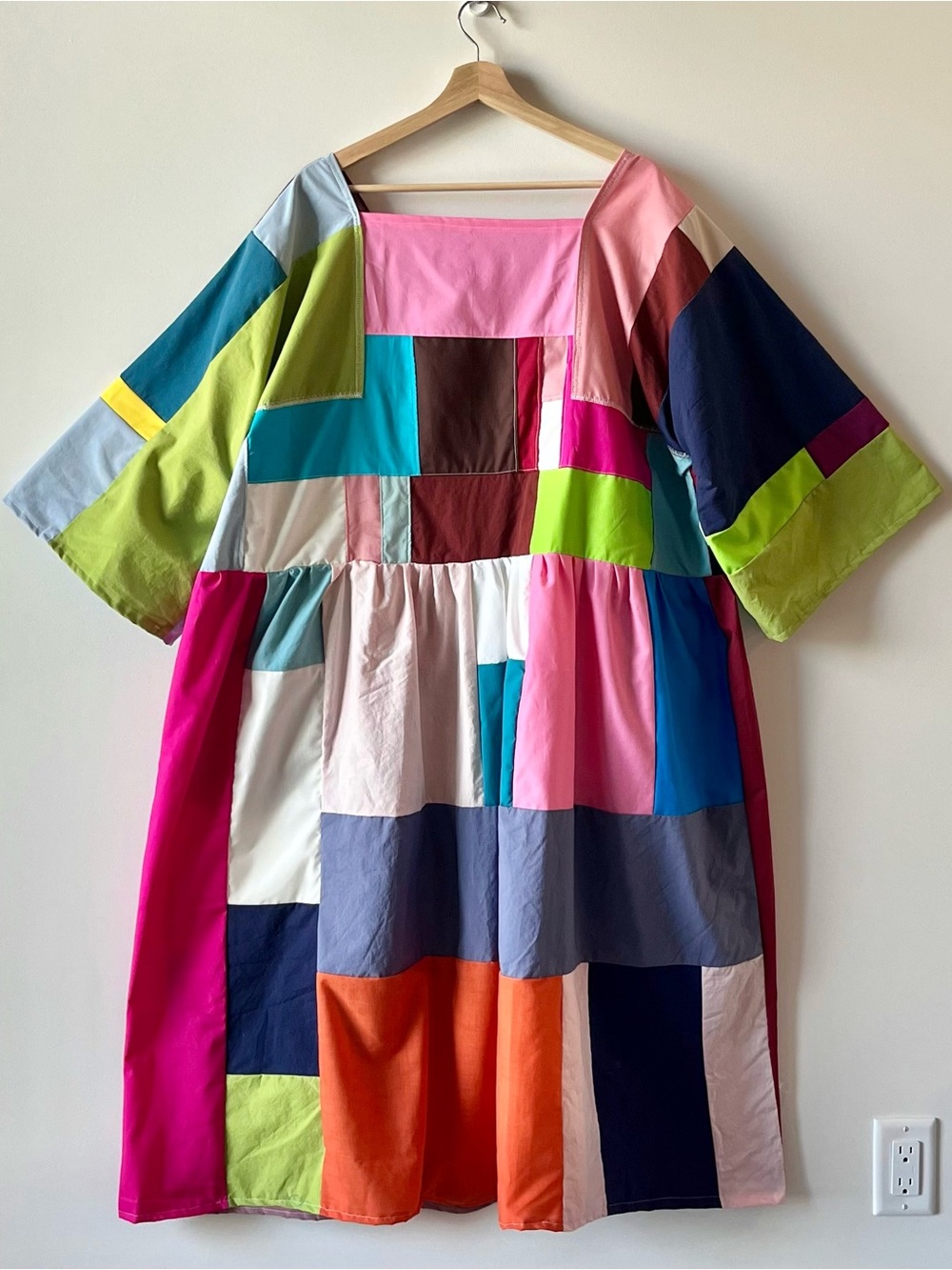 Handmade Quilted Patchwork Colorblock Dress SKU 05033 - Picture 4 of 16